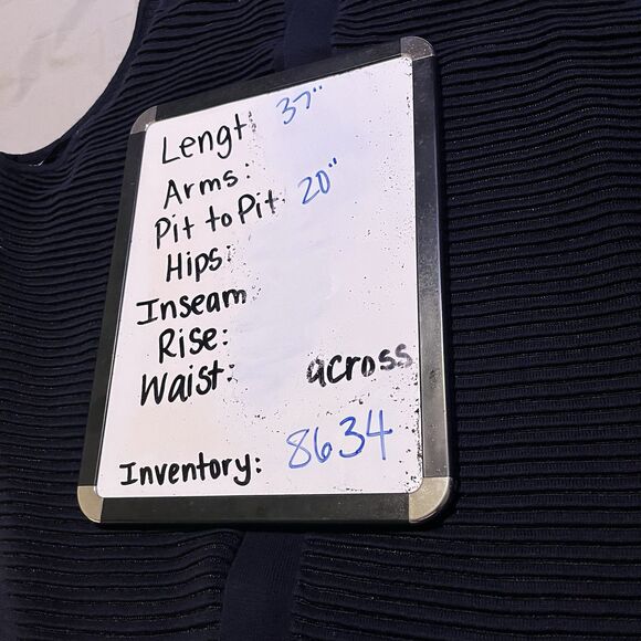 Chicos Size 2 Navy Blue Knit Ribbed Sleeveless Duster Open Front Kimono Top L - Picture 10 of 10